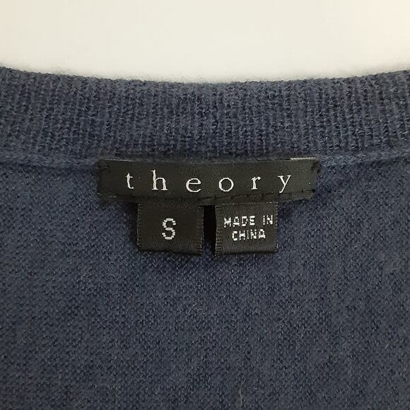 Theory Kimora 100% Cashmere Wrap Sweater Cocoon Shawl Blue Crop Womens S Ballet - Picture 6 of 8
